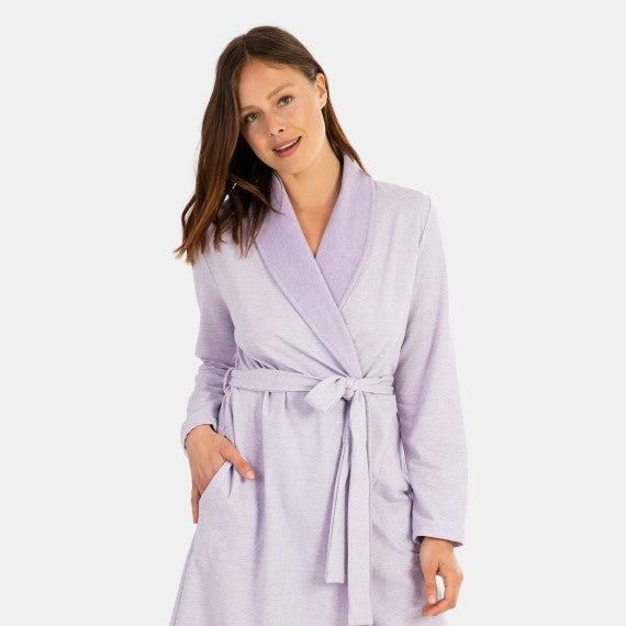 Bata larga cruzada lila Massana