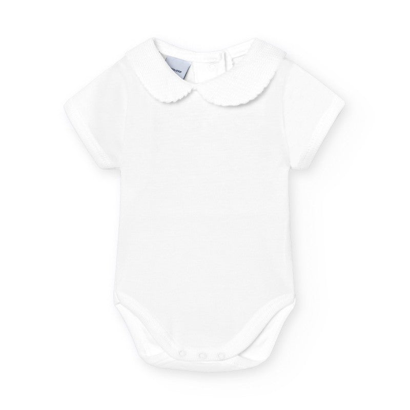Body manga corta cuello polo piqué blanco - Babidu