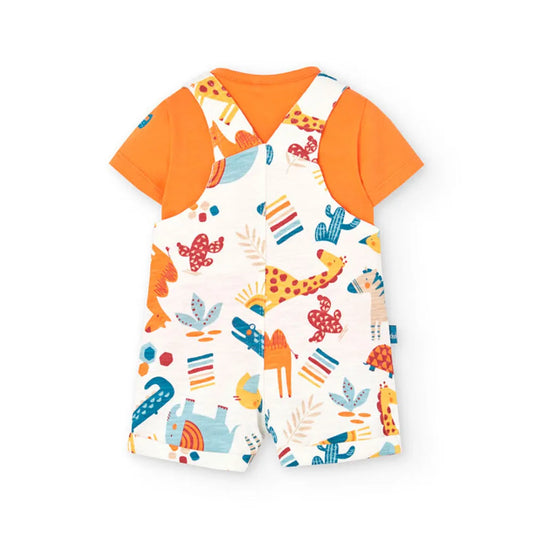 Conjunto peto y camisa animales naranja - Boboli