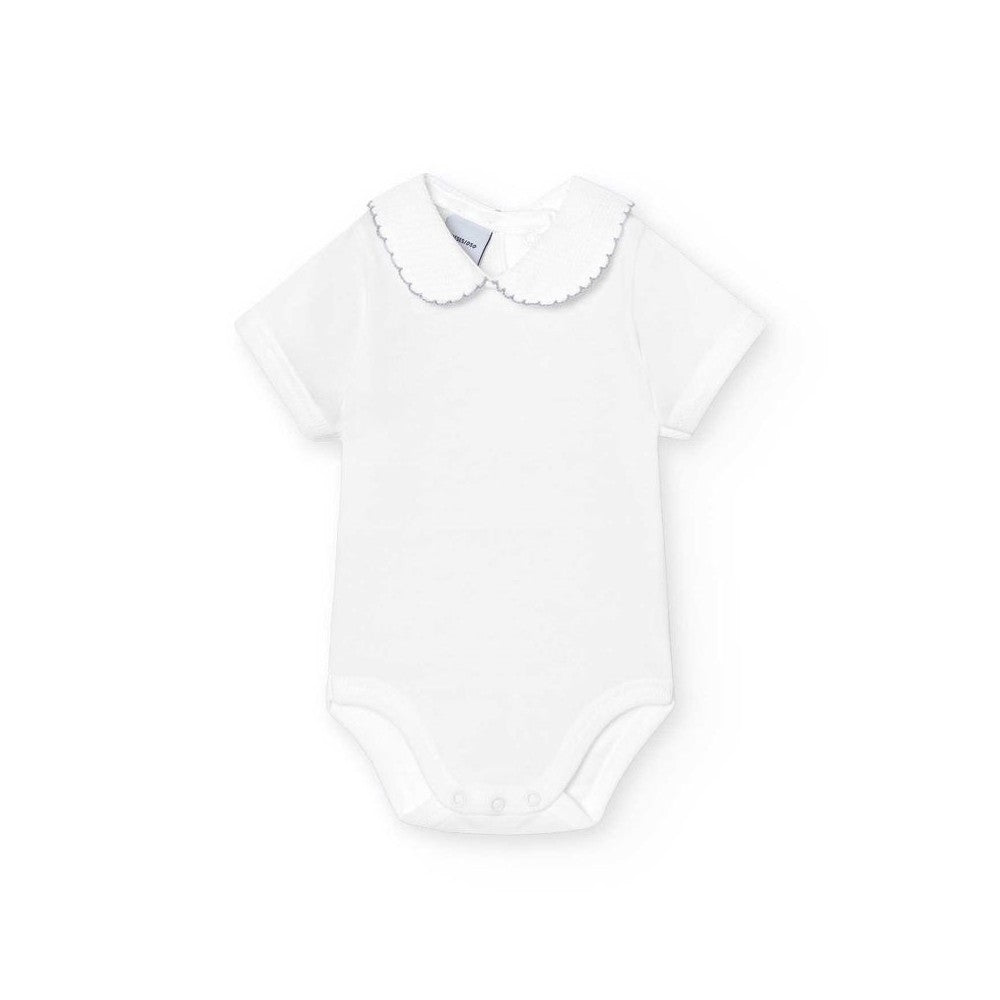 Body manga corta cuello polo piqué gris - Babidu