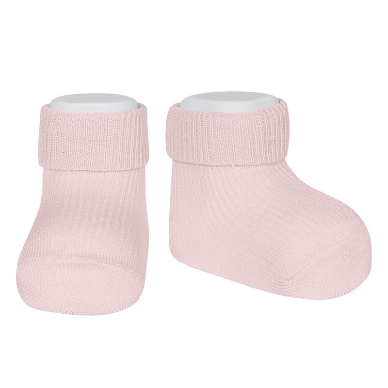 Calcetines tobilleros rosa canalé fino con puño vuelto Condor