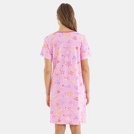 Camisón estampado frutas manga corta rosa - Massana
