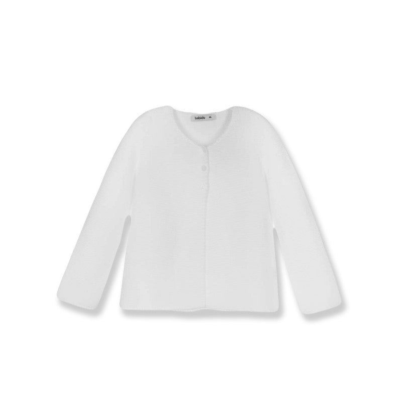 Chaqueta rebeca Blanca cuello redondo - Babidu