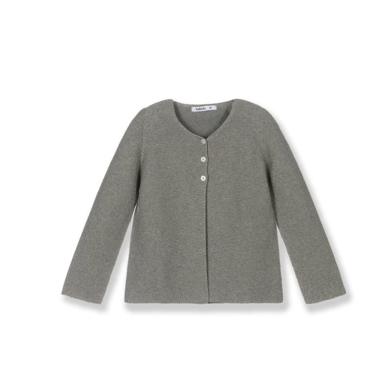 Chaqueta rebeca Gris cuello redondo - Babidu