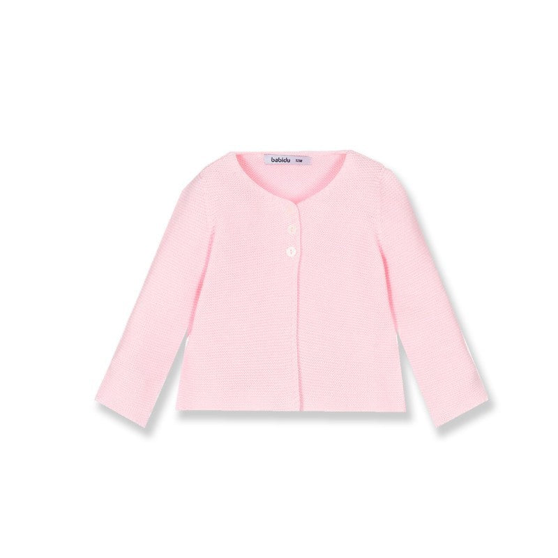 Chaqueta rebeca Rosa cuello redondo - Babidu