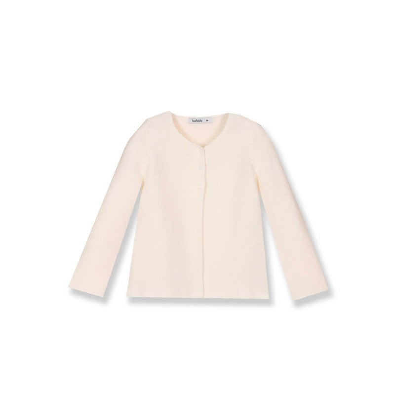 Chaqueta rebeca Beige cuello redondo - Babidu