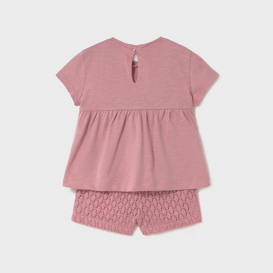Conjuto bermuda Guipur rosado Mayoral