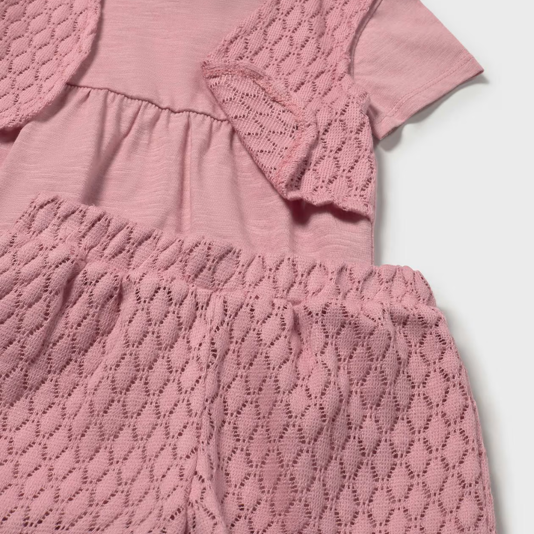 Conjuto bermuda Guipur rosado Mayoral