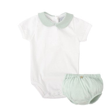 Conjunto Encanto body cuello pico y cubrepañal mint - Babidu