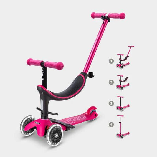 Patinete Mini 4en1 Deluxe Led rosa - Micro