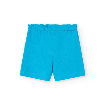 Bermuda algodón fruncida azul Boboli