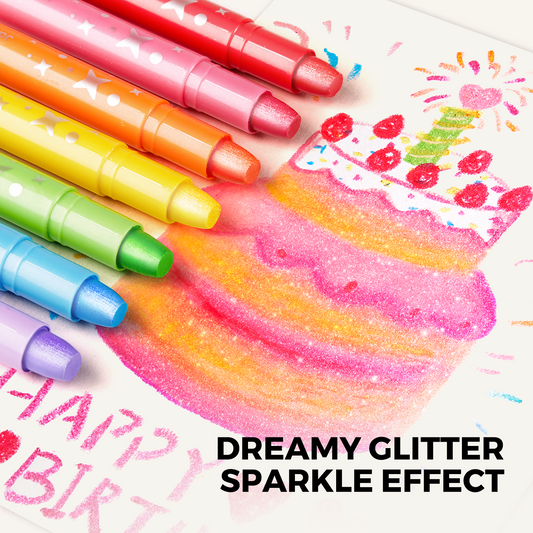 Crayón suave lavable GLITTER 24 uds. - Jarmelo