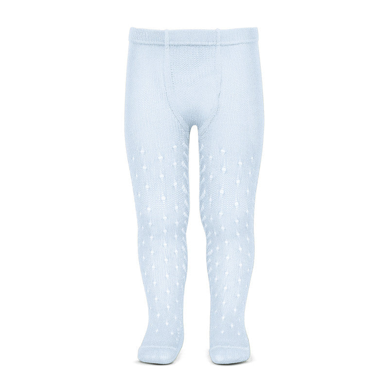 Leotardos perlé calados y espiga lateral Azul bebé - Cóndor