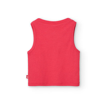Top básico punto niña fucsia Boboli