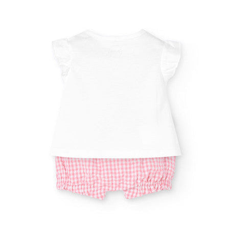 Conjunto niña frutas vichy rosa Boboli