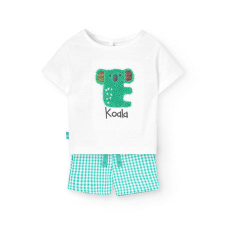 Conjunto niño koala vichy verde Boboli