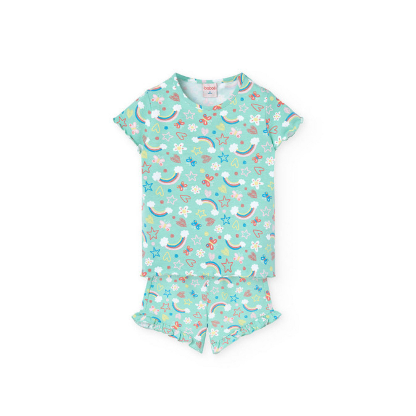 Pijama corto estampado arcoíris y flores - Boboli