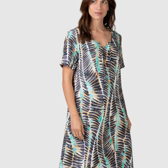 Vestido manga corta caída estampado Floral - Massana