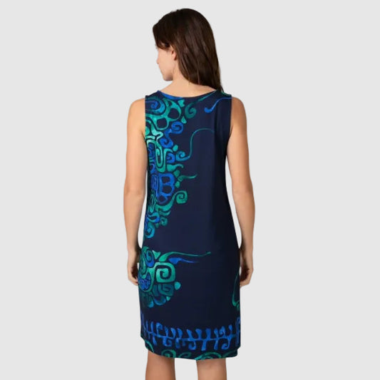 Vestido larga sin mangas estampado Gráfico azul - Massana