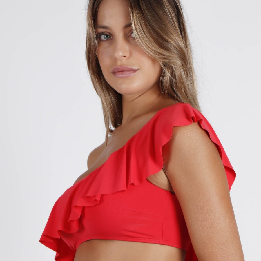 Bikini Asimétrico Volante rojo - Admas