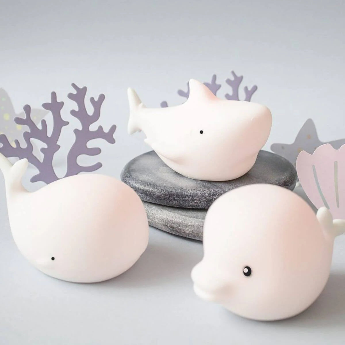 Set de 3 Mini Lámparas Océano: Delfín, Ballena y Tiburón - Rabbit & Friends