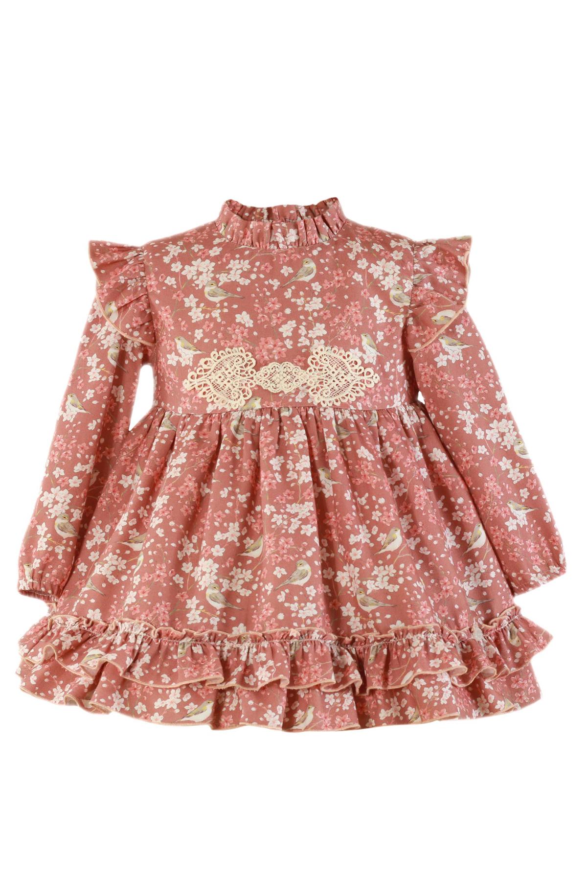 Vestido rosa flores y pajaritos - Miranda