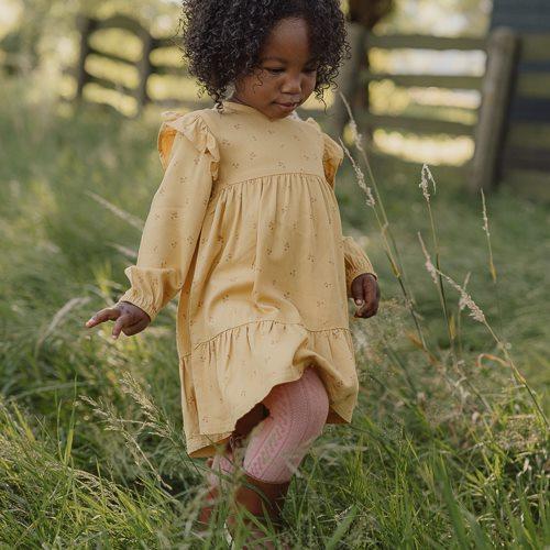 Vestido flores mostaza - Little Dutch