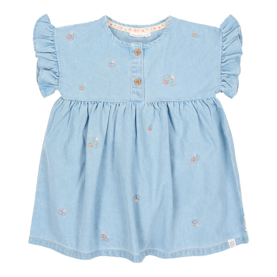 Vestido bordado Denim - Little Dutch