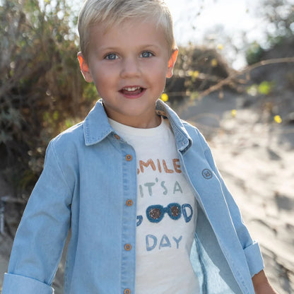 Camisa de manga corta Creme - Little Dutch