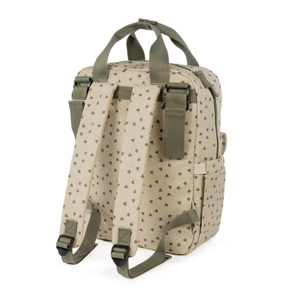 Mochila corazones Poppy Musgo - Walking Mum