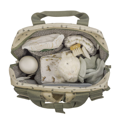 Mochila corazones Poppy Musgo - Walking Mum