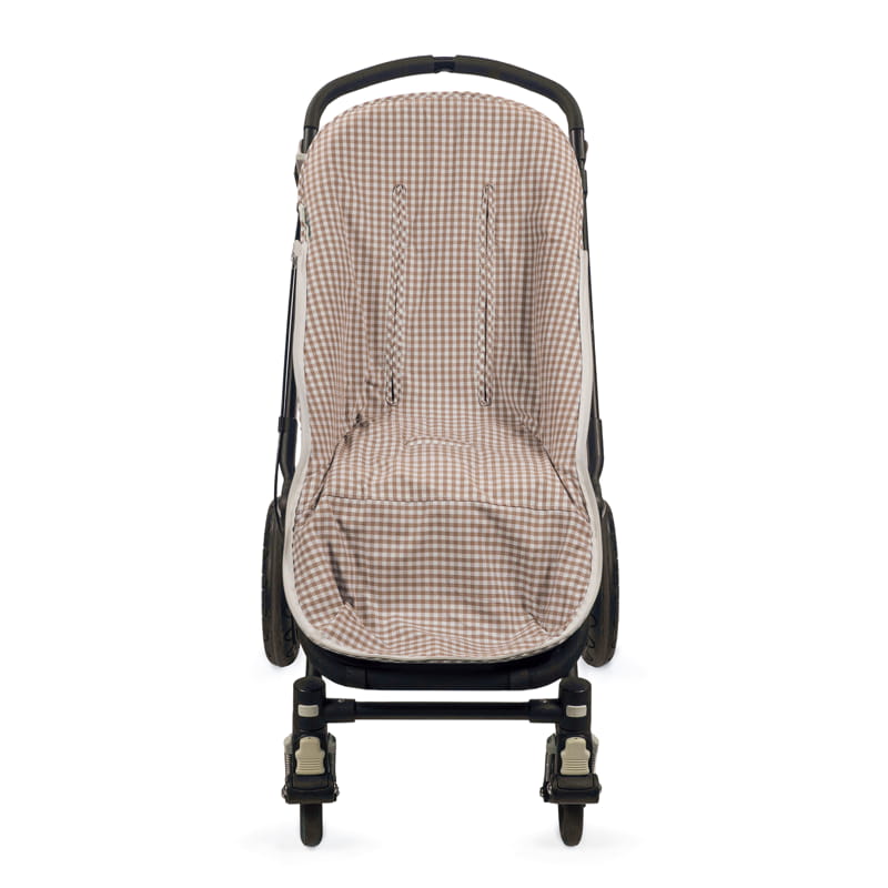 Saco silla entretiempo Praliné Vichy/Rayas Moka - Walking Mum