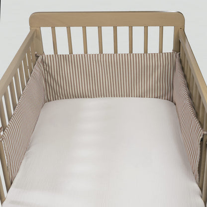 Protector de cuna 120x60 CM Praliné Rayas/Vichy Moka - Walking Mum