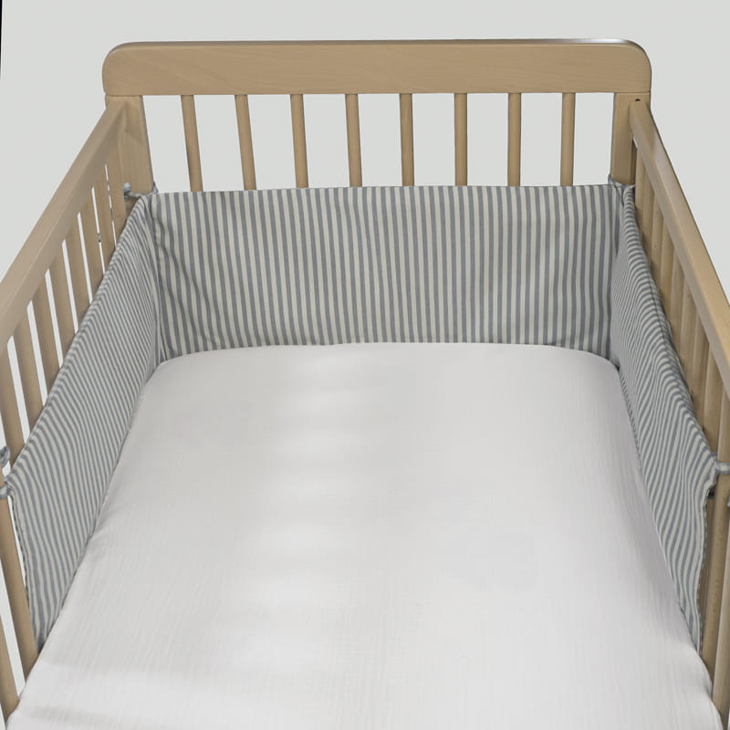 Protector de cuna 120x60 CM Praliné Rayas/Vichy Macha - Walking Mum