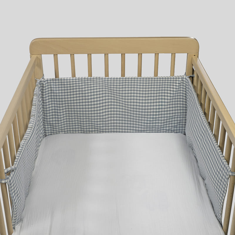 Protector de cuna 120x60 CM Praliné Rayas/Vichy Macha - Walking Mum