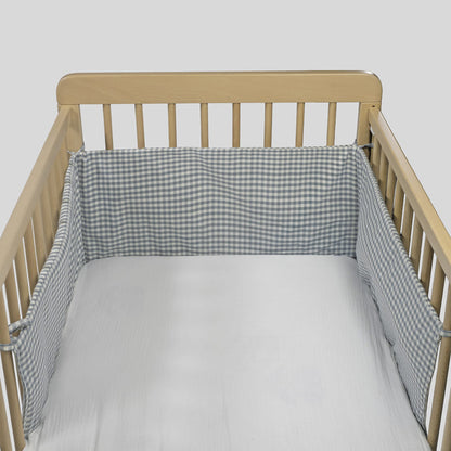 Protector de cuna 120x60 CM Praliné Rayas/Vichy Macha - Walking Mum