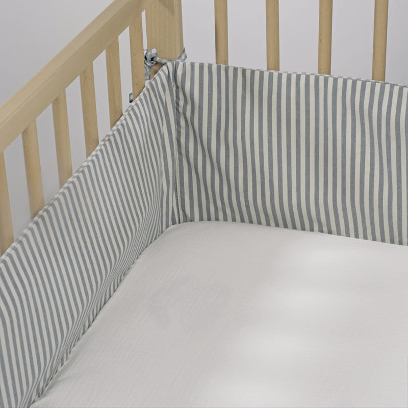 Protector de cuna 120x60 CM Praliné Rayas/Vichy Macha - Walking Mum