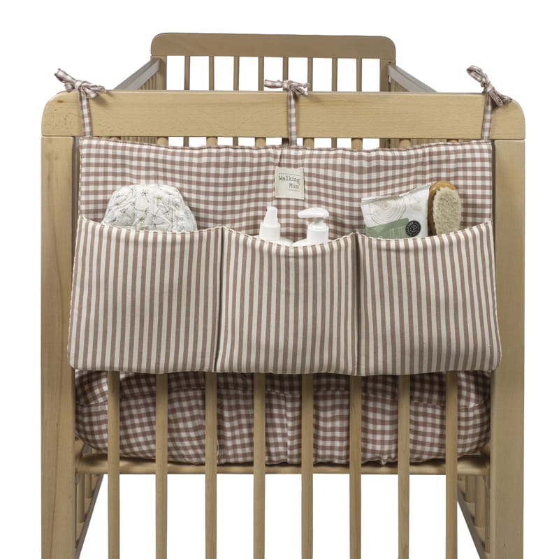 Organizador Cuna Praliné Vichy Rayas Moka - Walking Mum