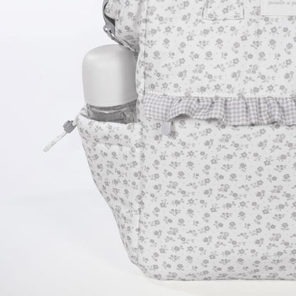 Mochila Little Bloom Flor Gris - Pasito a Pasito