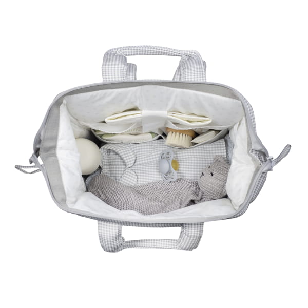 Mochila Little Bloom Vichy Gris - Pasito a Pasito
