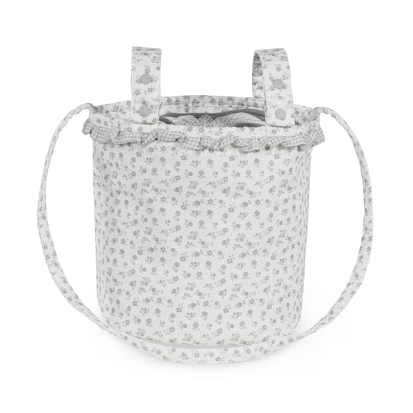 Bolsa Bucket Little Bloom Flor Gris - Pasito a Pasito