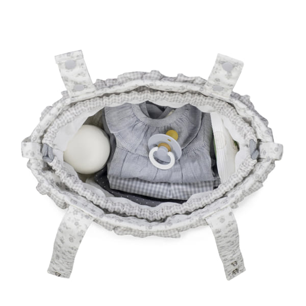 Bolsa Bucket Little Bloom Flor Gris - Pasito a Pasito