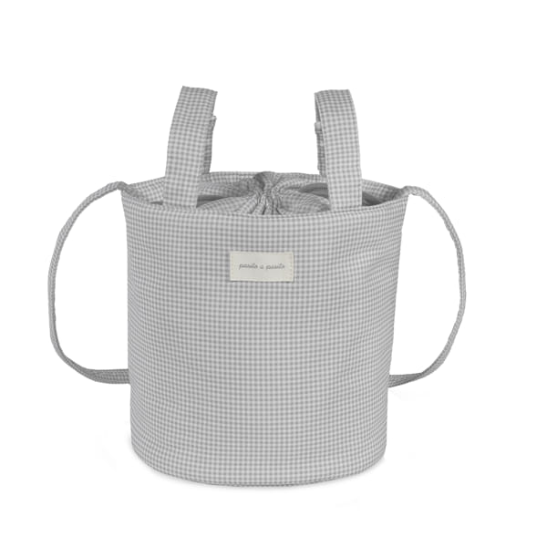 Bolsa Bucket Little Bloom Vichy Gris - Pasito a Pasito