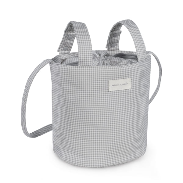 Bolsa Bucket Little Bloom Vichy Gris - Pasito a Pasito