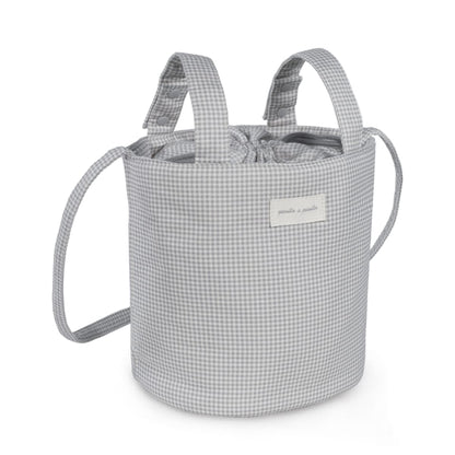 Bolsa Bucket Little Bloom Vichy Gris - Pasito a Pasito