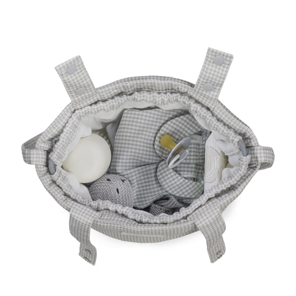 Bolsa Bucket Little Bloom Vichy Gris - Pasito a Pasito