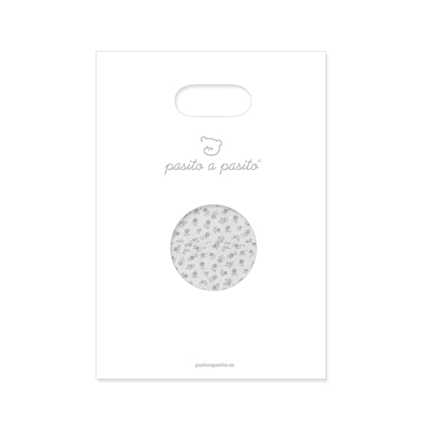 Sabana Ajustable Cuco + Muselina Little Bloom Flor Gris - Pasito a Pasito