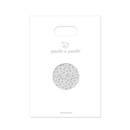 Sabana Ajustable Cuco + Muselina Little Bloom Flor Gris - Pasito a Pasito