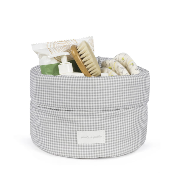 Cestito Home Little Bloom Vichy Gris- Pasito a Pasito