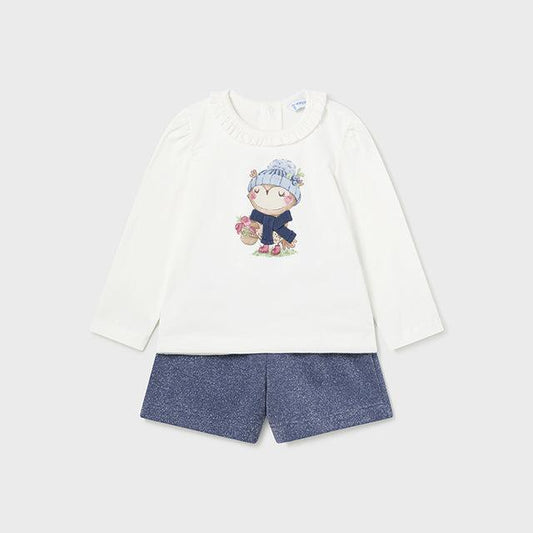 Conjunto bermuda y camiseta índigo bebé niña Mayoral